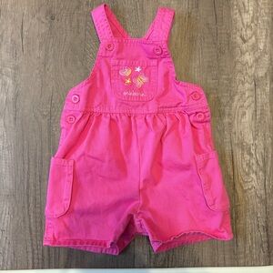 Vintage 2000s Y2K Oshkosh B’Gosh Butterfly Overalls Shortalls Vestbak Pink 12M